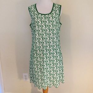 Sophie Max white Green Embroidered Dress medium